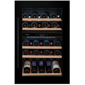 AVINTAGE  Cantina per Vini ad Incasso a 2 Temperature, h 89 cm, 52 Bottiglie, Classe Energetica G, Vetro Nero (Maniglia Nera)  -  AVI48CDZA