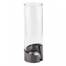 Elleffe Design Vaso in vetro con base in acciaio inox 18/10 Nero lucido V540/30.NL