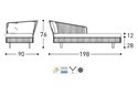 VARASCHIN - Tibidabo Dormeuse Destra Base 1430 con 1 Cuscino Seduta e 1 Cuscino Schienale
