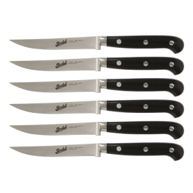 BERKEL set 6 coltelli da bistecca con lama liscia Adhoc Nero 18 cm - KAD6SW11SRBGB